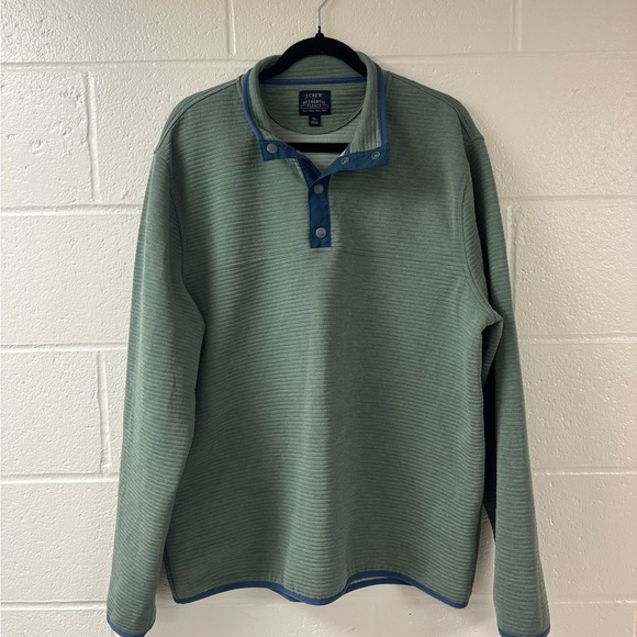 J.Crew Green Snap Button Henley Fleece Pullover Size XL - Picture 3 of 4